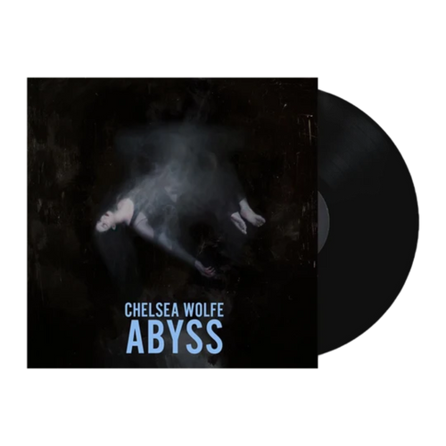 Chelsea Wolfe's vinyl record album 'Abyss' shown with its black square cover and a partially visible black vinyl disc on a plain white background.