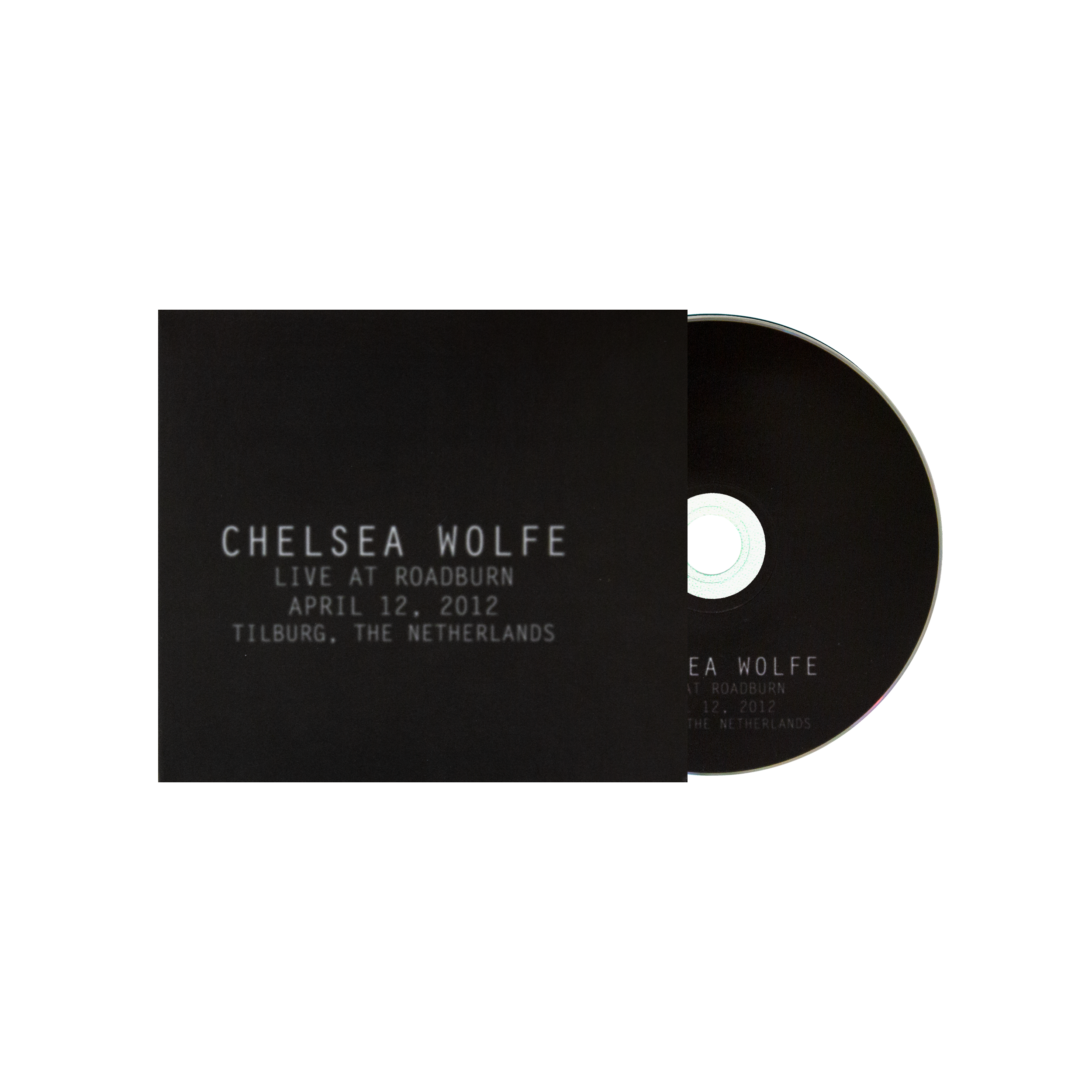 Chelsea Wolfe 'Live at Roadburn' CD with its black paper sleeve cover, shown on a plain white background.